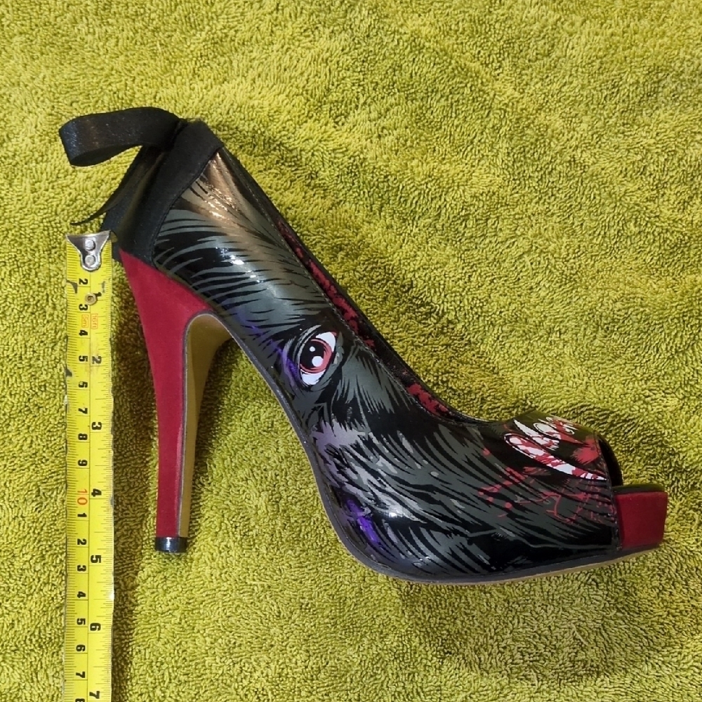Iron Fist Black and Red Vampire Peep Toe Heels - Picture 8 of 8